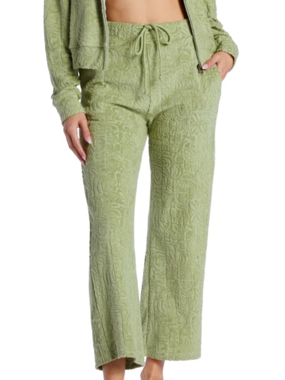 Billabong Beach Breeze Wide Leg Cropped Lounge Pants in Avocado